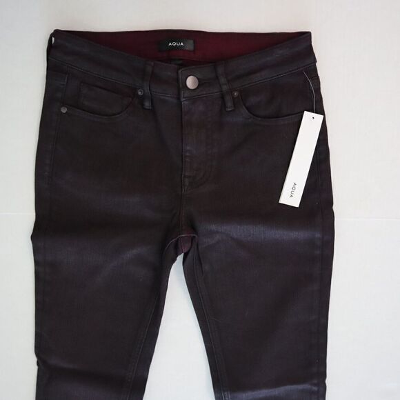 Aqua Woman's Sz 25 US 0 Burgundy Jackie Denim High Rise Colored Skinny Jeans $88 - Picture 4 of 4